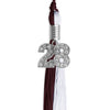 Maroon/White Graduation Tassel with Silver Bling Charm by Wholesale Grad Supply