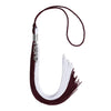 Maroon/White Graduation Tassel with Silver Stacked Date Drop by Wholesale Grad Supply