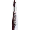 Maroon/White Graduation Tassel with Silver Stacked Date Drop by Wholesale Grad Supply