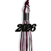 Maroon/White Mixed Color Graduation Tassel with Black Bling Charm by Wholesale Grad Supply