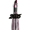 Maroon/White Mixed Color Graduation Tassel with Black Bling Charm by Wholesale Grad Supply