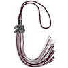 Maroon/White Mixed Color Graduation Tassel with Black Bling Charm by Wholesale Grad Supply
