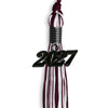 Maroon/White Mixed Color Graduation Tassel with Black Bling Charm by Wholesale Grad Supply
