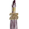 Maroon/White Mixed Color Graduation Tassel with Gold Bling Charm by Wholesale Grad Supply