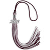 Maroon/White Mixed Color Graduation Tassel with Silver Bling Charm by Wholesale Grad Supply
