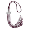 Maroon/White Mixed Color Graduation Tassel with Silver Bling Charm by Wholesale Grad Supply