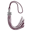Maroon/White Mixed Color Graduation Tassel with Silver Bling Charm by Wholesale Grad Supply