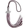 Maroon/White Mixed Color Graduation Tassel with Silver Bling Charm by Wholesale Grad Supply