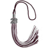 Maroon/White Mixed Color Graduation Tassel with Silver Bling Charm by Wholesale Grad Supply
