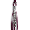 Maroon/White Mixed Color Graduation Tassel with Stacked Silver Date Drop by Wholesale Grad Supply