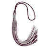 Maroon/White Mixed Color Graduation Tassel with Stacked Silver Date Drop by Wholesale Grad Supply