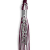 Maroon/White Mixed Color Graduation Tassel with Stacked Silver Date Drop by Wholesale Grad Supply