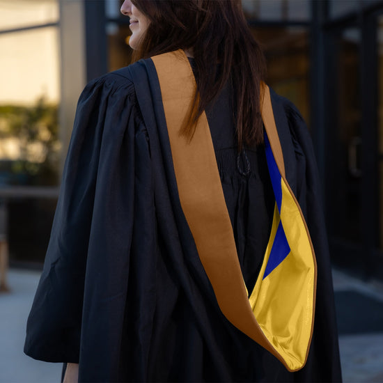 Masters Hood For Business, Accounting, Commerce, Industrial, Labor Relations - Drab/Gold/Royal Blue by Wholesale Grad Supply