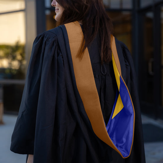 Masters Hood For Business, Accounting, Commerce, Industrial, Labor Relations - Drab/Navy Blue/Gold by Wholesale Grad Supply