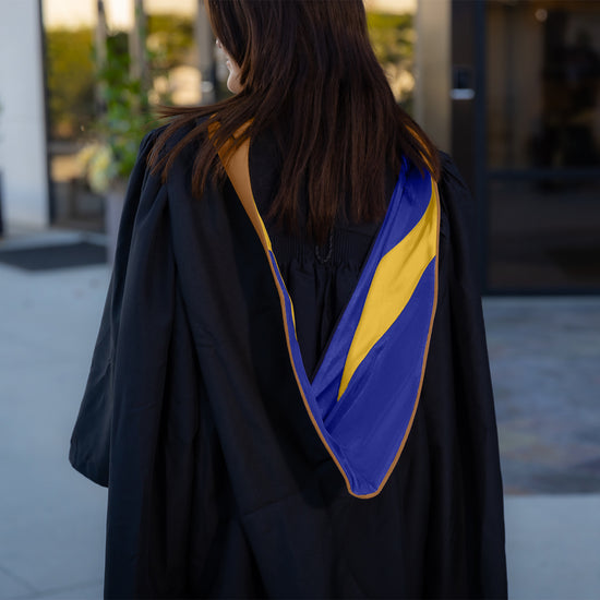 Masters Hood For Business, Accounting, Commerce, Industrial, Labor Relations - Drab/Navy Blue/Gold by Wholesale Grad Supply