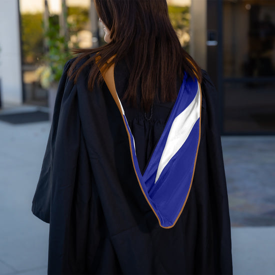 Masters Hood For Business, Accounting, Commerce, Industrial, Labor Relations - Drab/Navy Blue/White by Wholesale Grad Supply