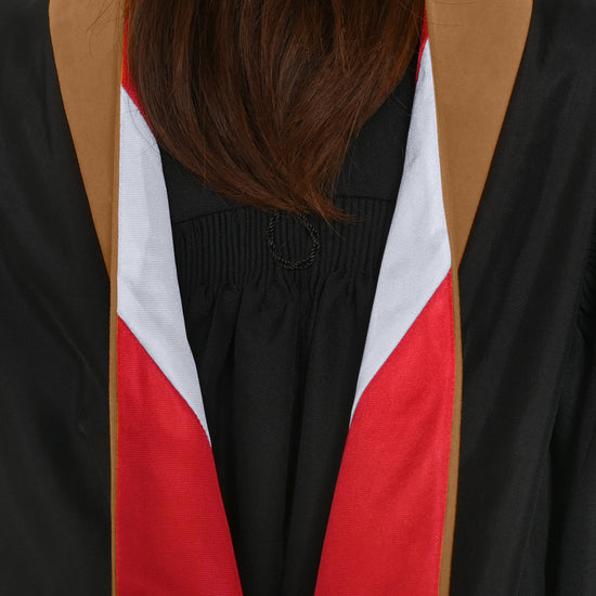 Masters Hood For Business, Accounting, Commerce, Industrial, Labor Relations - Drab/Red/Silver by Wholesale Grad Supply