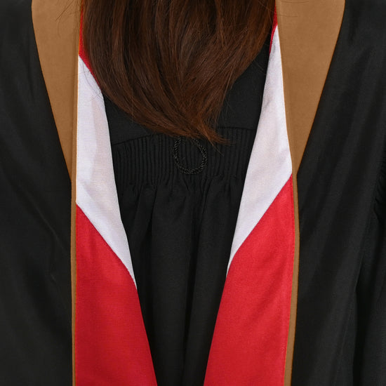 Masters Hood For Business, Accounting, Commerce, Industrial, Labor Relations - Drab/Red/White by Wholesale Grad Supply