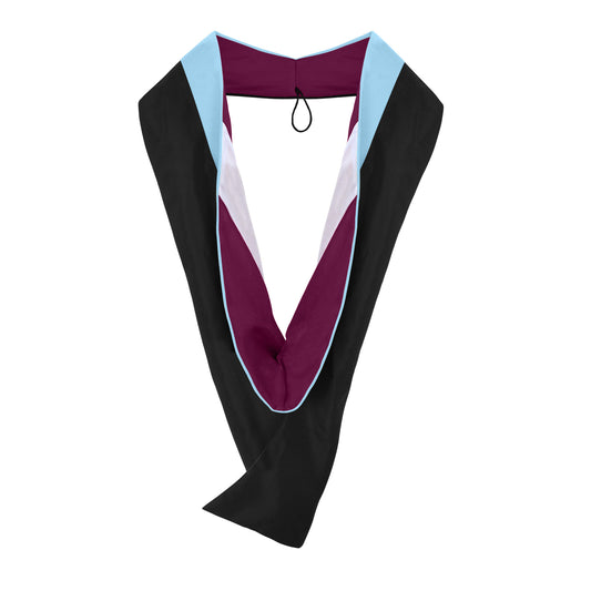 Masters Hood For Education, Counseling & Guidance, Arts in Education - Light Blue/Maroon/White by Wholesale Grad Supply