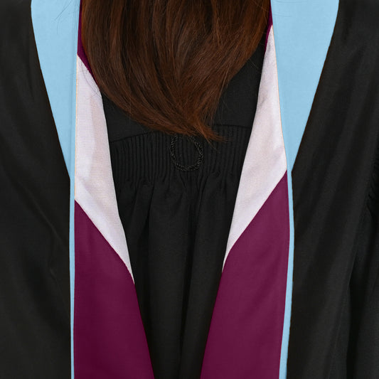 Masters Hood For Education, Counseling & Guidance, Arts in Education - Light Blue/Maroon/White by Wholesale Grad Supply