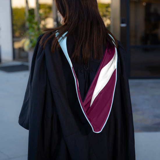 Masters Hood For Education, Counseling & Guidance, Arts in Education - Light Blue/Maroon/White by Wholesale Grad Supply