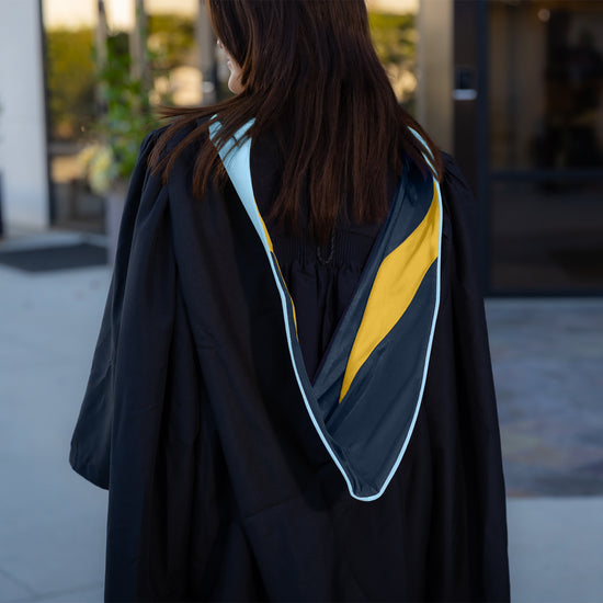 Masters Hood For Education, Counseling & Guidance, Arts in Education - Light Blue/Navy Blue/Gold by Wholesale Grad Supply