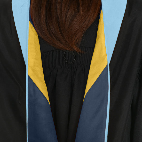 Masters Hood For Education, Counseling & Guidance, Arts in Education - Light Blue/Navy Blue/Gold by Wholesale Grad Supply