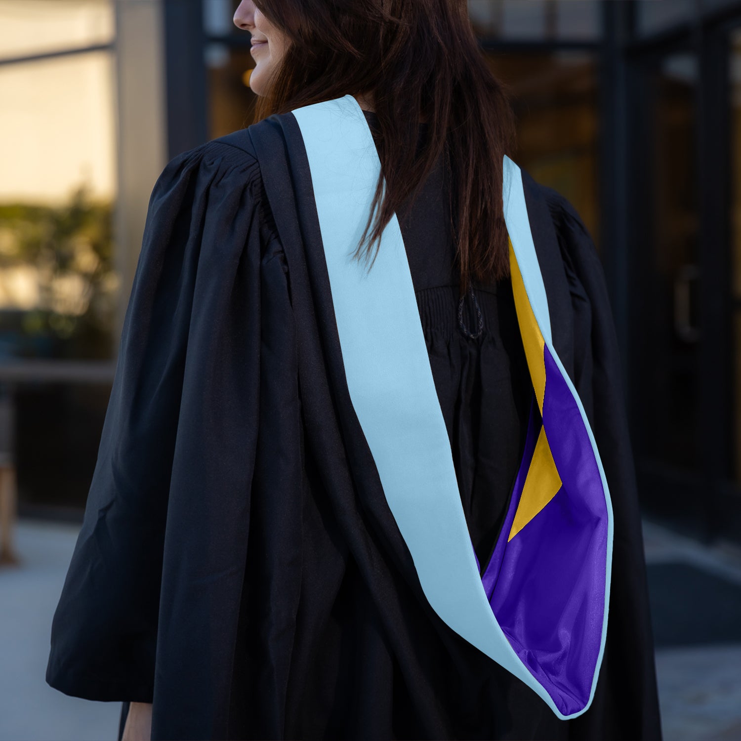 Masters Hood For Education, Counseling & Guidance, Arts in Education - Light Blue/Purple/Gold by Wholesale Grad Supply
