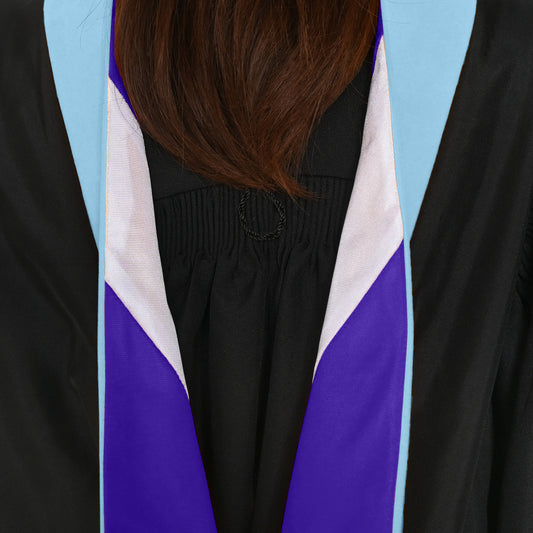 Masters Hood For Education, Counseling & Guidance, Arts in Education - Light Blue/Purple/White by Wholesale Grad Supply