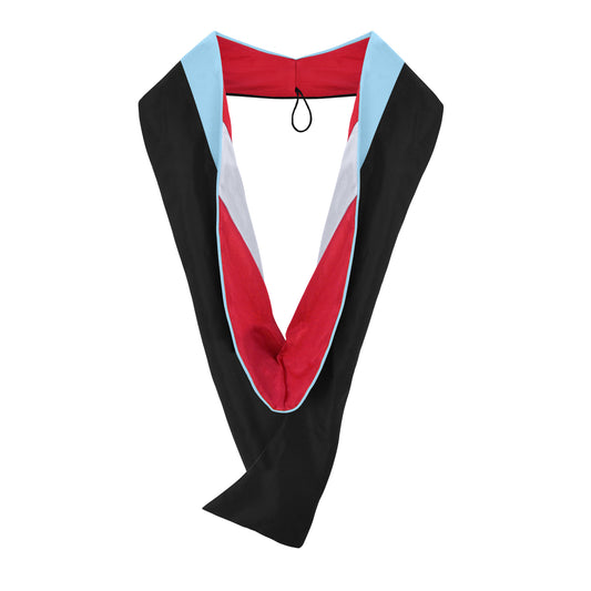 Masters Hood For Education, Counseling & Guidance, Arts in Education - Light Blue/Red/Silver by Wholesale Grad Supply