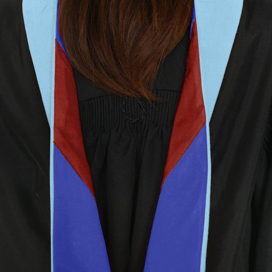 Masters Hood For Education, Counseling & Guidance, Arts in Education - Light Blue/Royal Blue/Cardinal by Wholesale Grad Supply