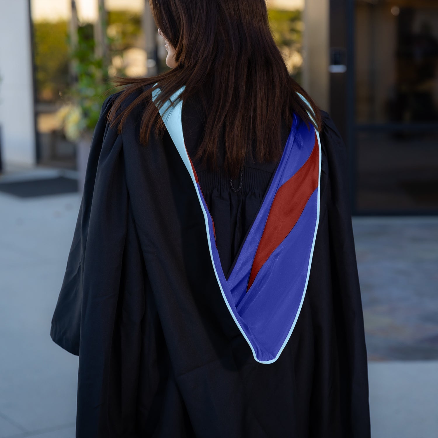 Masters Hood For Education, Counseling & Guidance, Arts in Education - Light Blue/Royal Blue/Cardinal by Wholesale Grad Supply