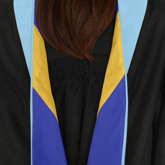Masters Hood For Education, Counseling & Guidance, Arts in Education - Light Blue/Royal Blue/Gold by Wholesale Grad Supply