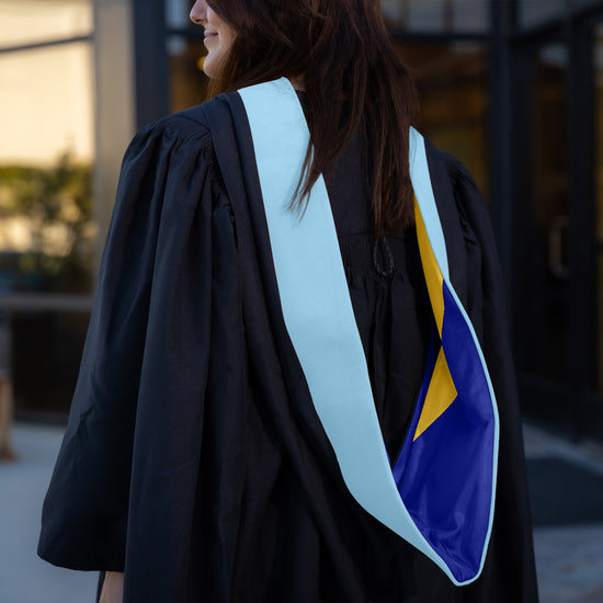 Masters Hood For Education, Counseling & Guidance, Arts in Education - Light Blue/Royal Blue/Gold by Wholesale Grad Supply