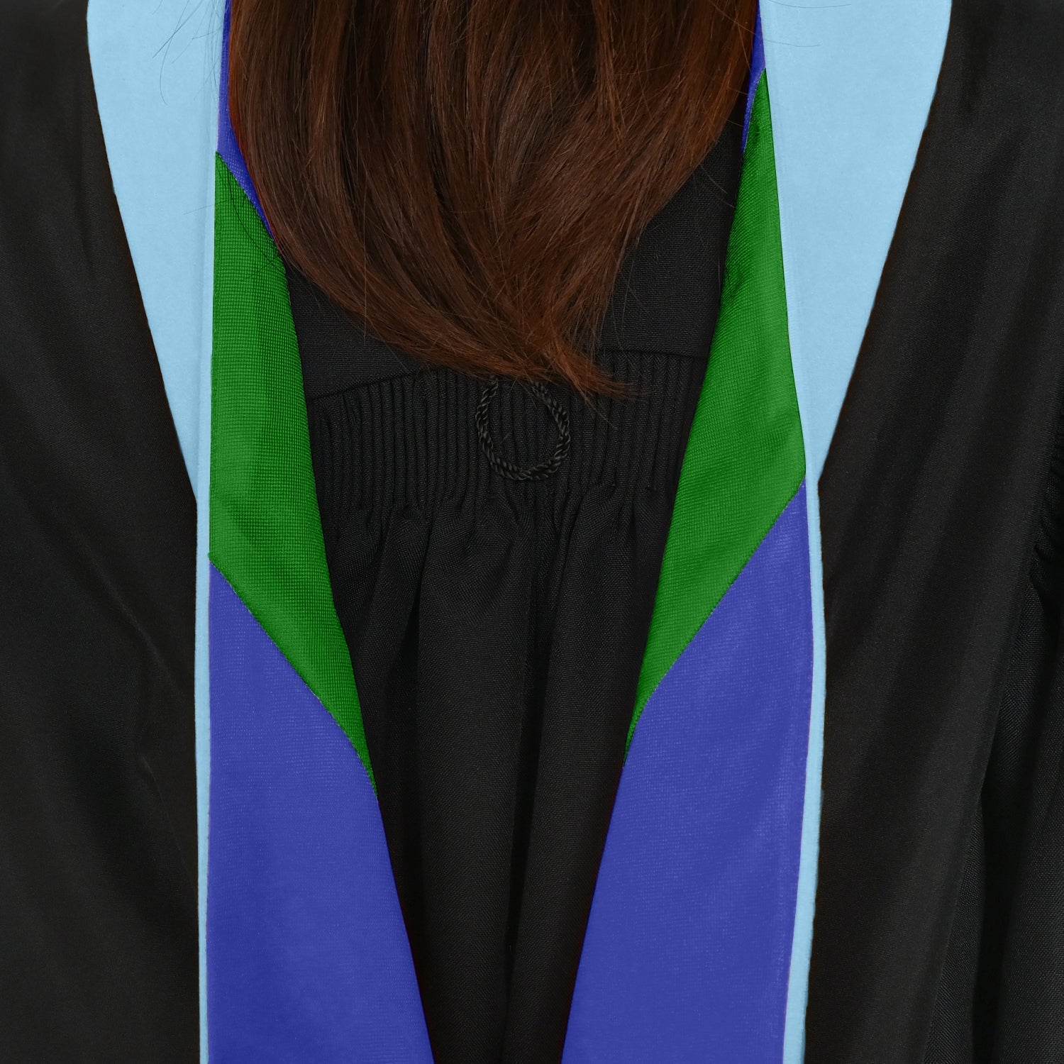 Masters Hood For Education, Counseling & Guidance, Arts in Education - Light Blue/Royal Blue/Green by Wholesale Grad Supply