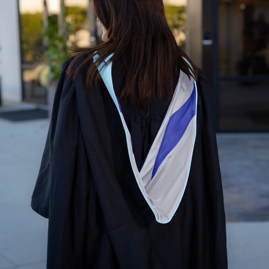 Masters Hood For Education, Counseling & Guidance, Arts in Education - Light Blue/Silver/Royal Blue by Wholesale Grad Supply