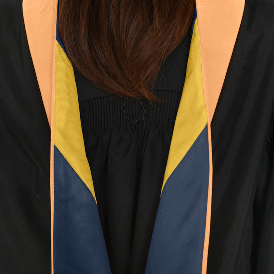Masters Hood For Nursing - Apricot/Navy Blue/Gold by Wholesale Grad Supply