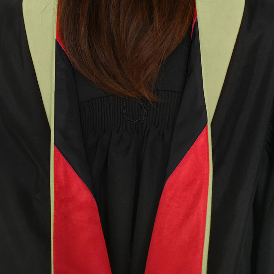 Masters Hood For Physical Education, Physical Science, Hygiene, Health & Rehab. - Sage/Red/Black by Wholesale Grad Supply
