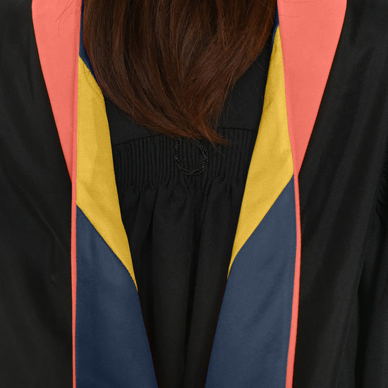 Masters Hood For Public Health - Salmon/Navy Blue/Gold by Wholesale Grad Supply