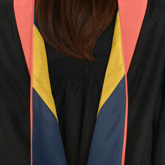 Masters Hood For Public Health - Salmon/Navy Blue/Gold by Wholesale Grad Supply