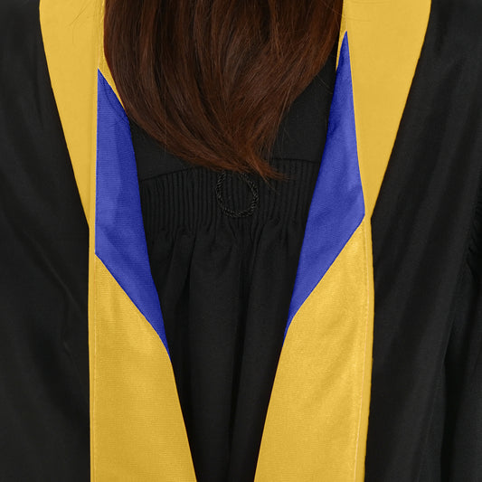 Masters Hood For Science, Mathematics, Political Science - Gold/Gold/Royal Blue by Wholesale Grad Supply