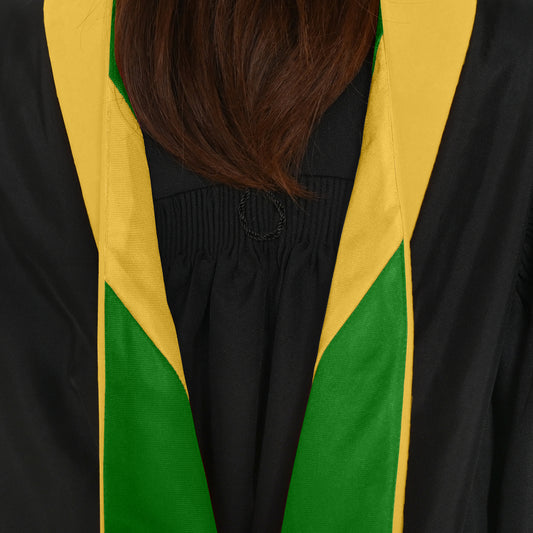 Masters Hood For Science, Mathematics, Political Science - Gold/Green/Gold by Wholesale Grad Supply