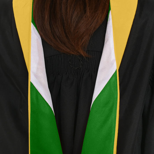 Masters Hood For Science, Mathematics, Political Science - Gold/Green/White by Wholesale Grad Supply