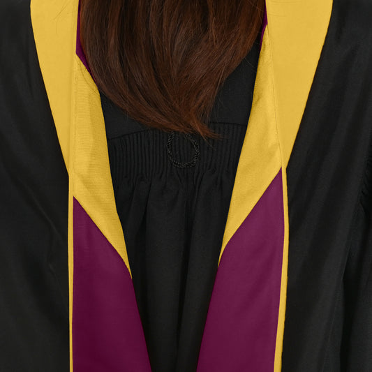 Masters Hood For Science, Mathematics, Political Science - Gold/Maroon/Gold by Wholesale Grad Supply