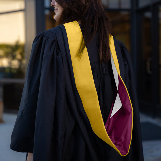 Masters Hood For Science, Mathematics, Political Science - Gold/Maroon/White by Wholesale Grad Supply