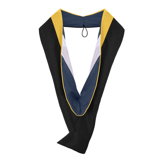 Masters Hood For Science, Mathematics, Political Science - Gold/Navy Blue/White by Wholesale Grad Supply