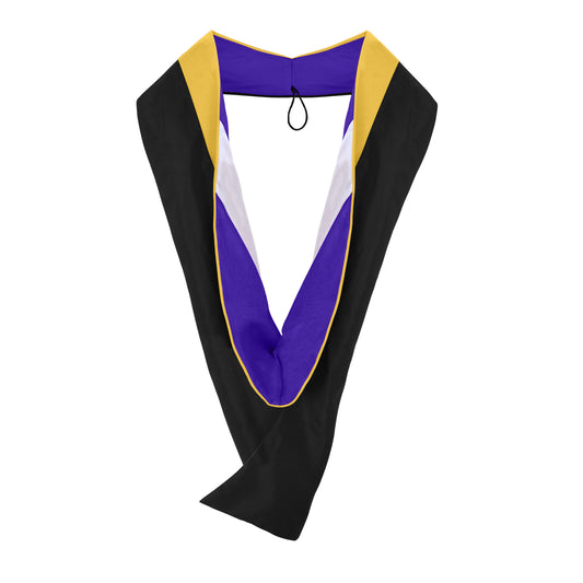 Masters Hood For Science, Mathematics, Political Science - Gold/Purple/White by Wholesale Grad Supply