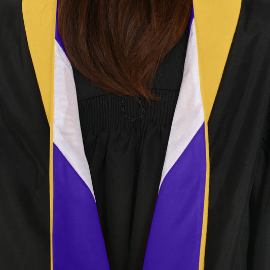 Masters Hood For Science, Mathematics, Political Science - Gold/Purple/White by Wholesale Grad Supply