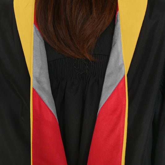 Masters Hood For Science, Mathematics, Political Science - Gold/Red/Gray by Wholesale Grad Supply