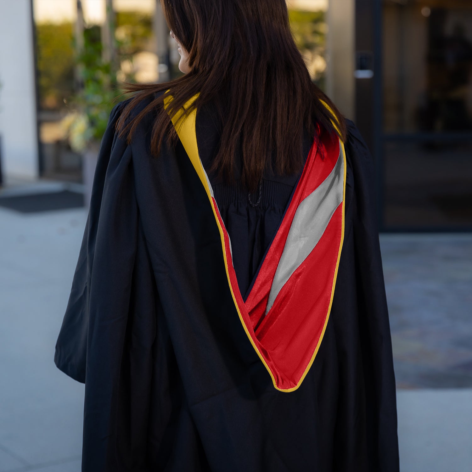 Masters Hood For Science, Mathematics, Political Science - Gold/Red/Gray by Wholesale Grad Supply